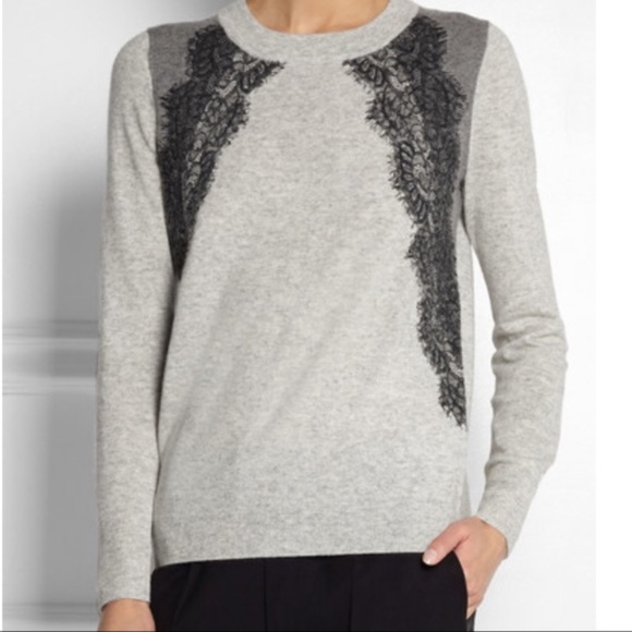 J. Crew Sweaters - J CREW Gray Black Lace Colorblock Wool Sweater S